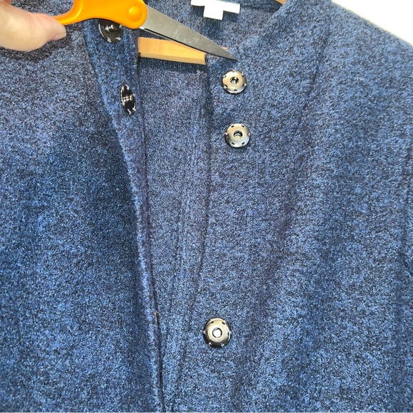 Pure Jill J. Jill Snap Front 3/4 Length Blue Marled Wool Blend Jacket Size XS - Picture 4 of 9